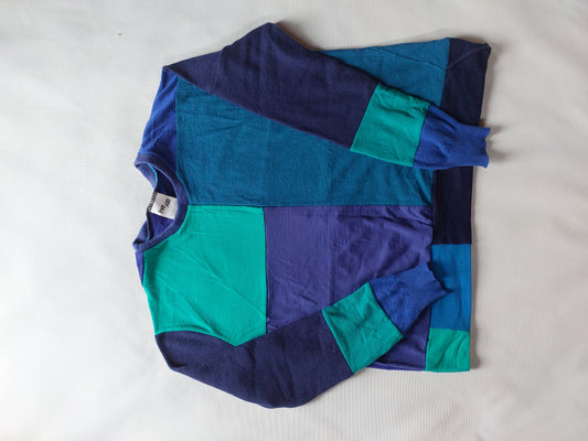 Unisex Merino Sweater Navy and Teal MEDIUM