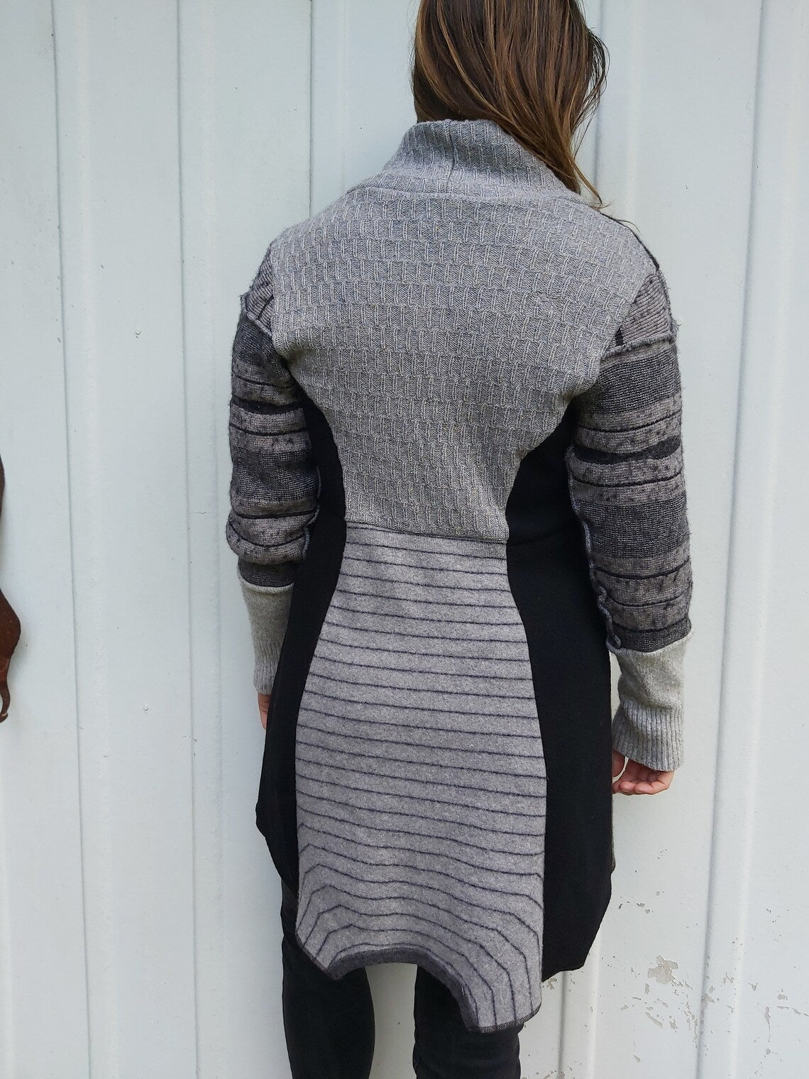 All wool Upcycled Sweatercoat Greys - Heke design