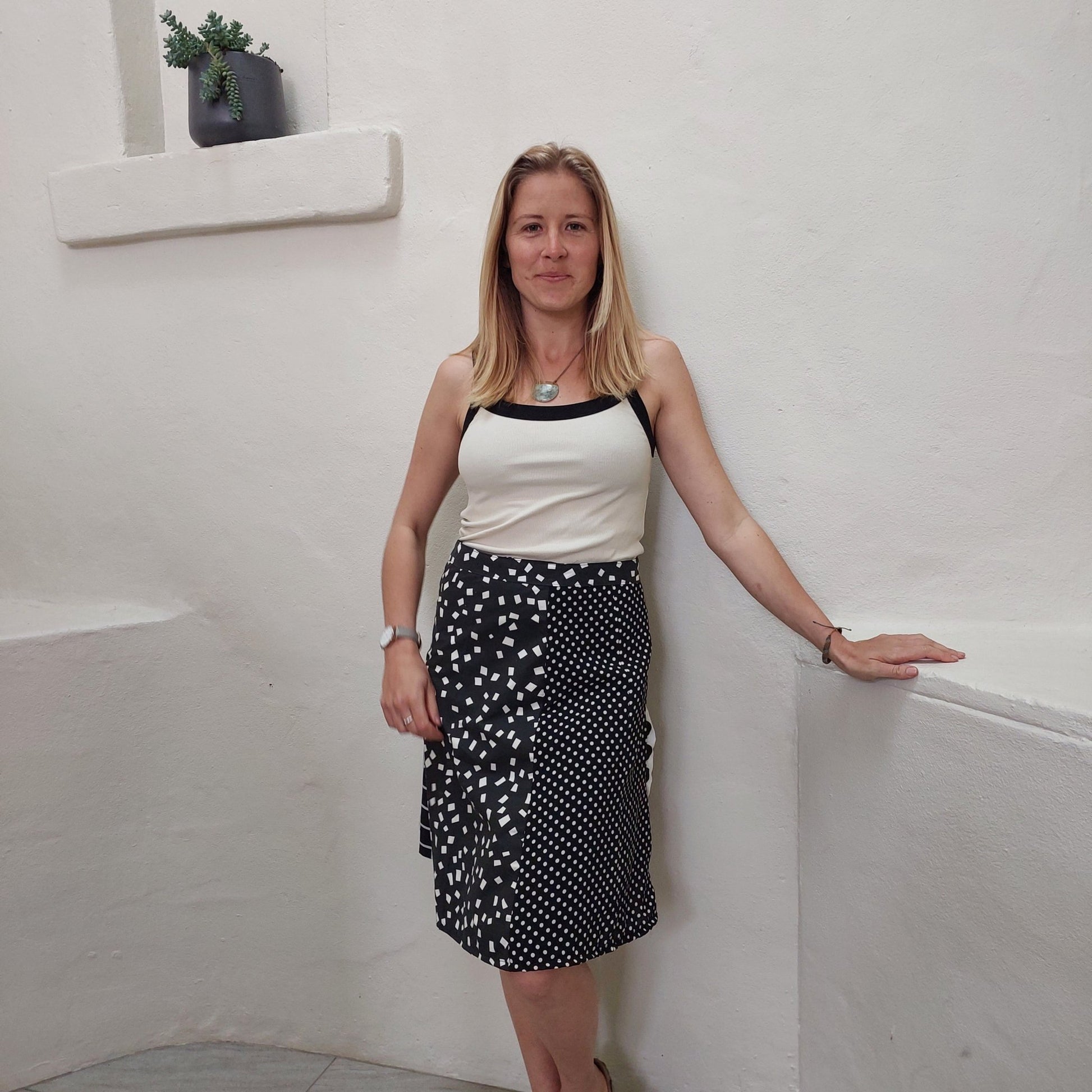 Black and white prints spots and checks Wrap skirt - Heke design